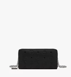 Aren Chain Zip Around Wallet In Embossed Monogram Leather