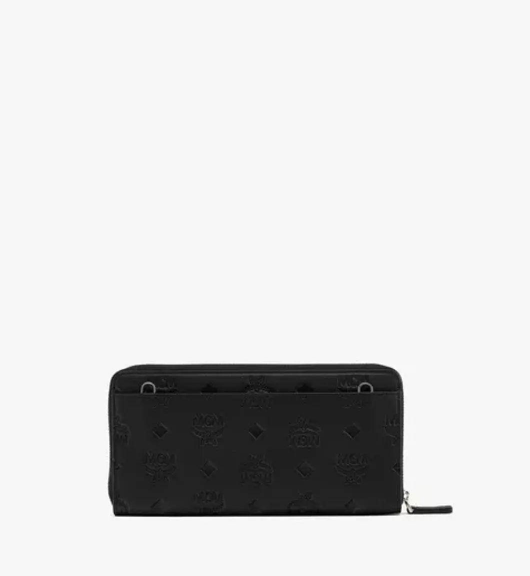 Aren Chain Zip Around Wallet In Embossed Monogram Leather