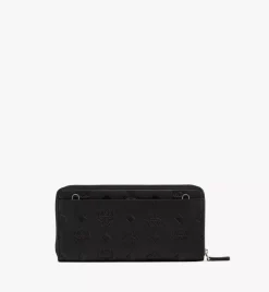 Aren Chain Zip Around Wallet In Embossed Monogram Leather