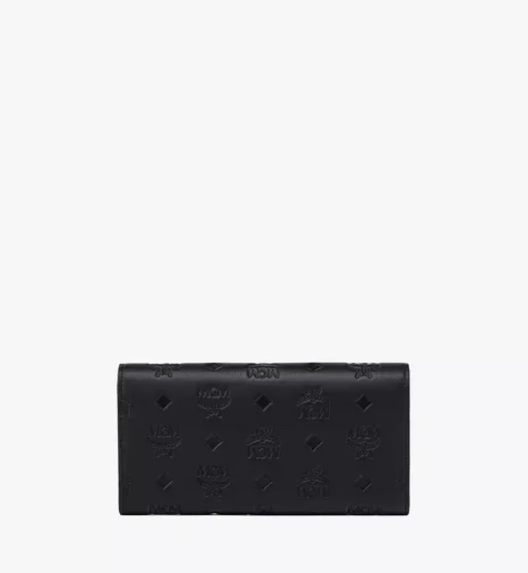 Aren Continental Wallet In Embossed Monogram Leather