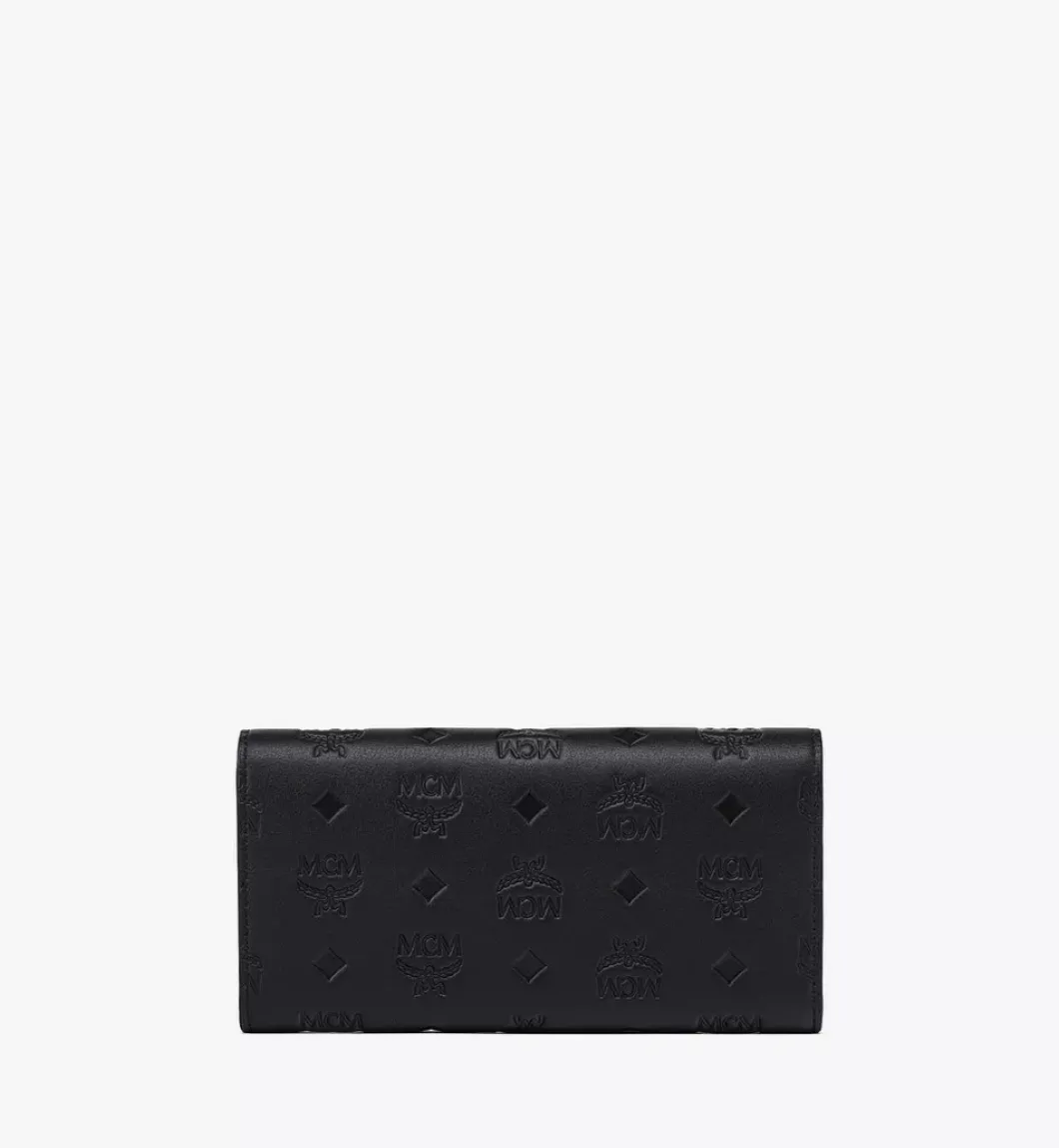 Aren Continental Wallet In Embossed Monogram Leather