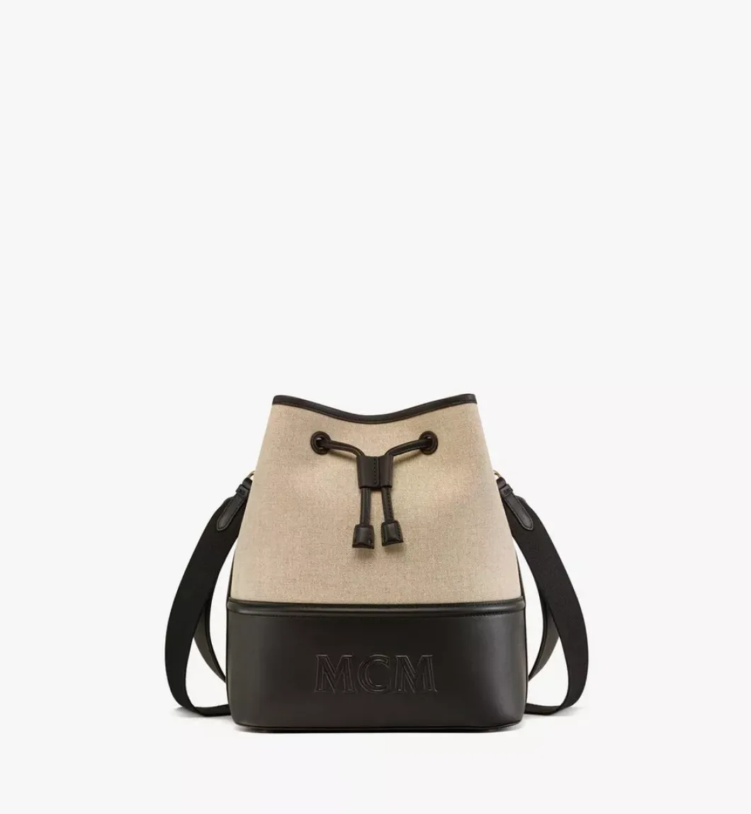 Aren Drawstring Bag In Linen Leather Mix