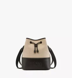 Aren Drawstring Bag In Linen Leather Mix