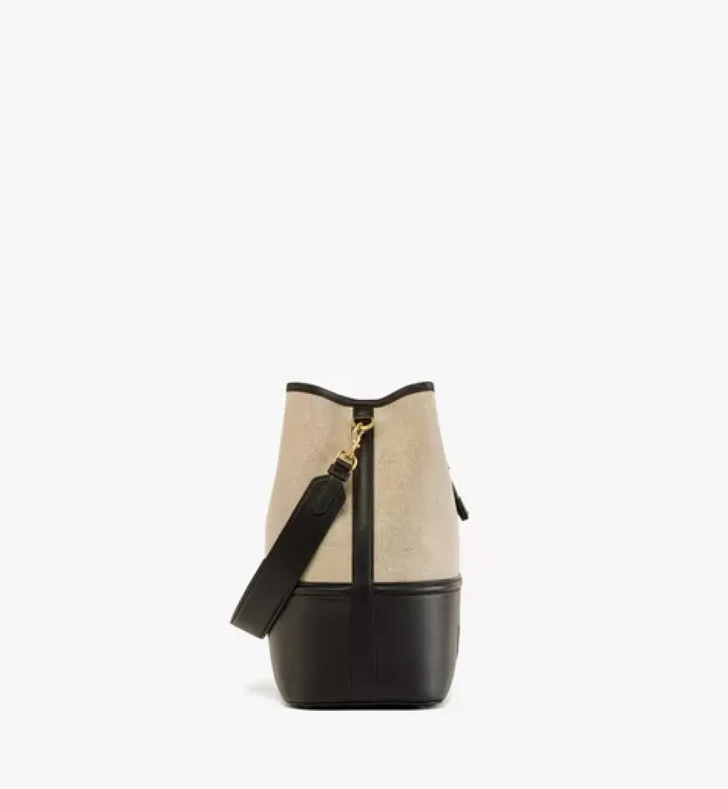 Aren Drawstring Bag In Linen Leather Mix