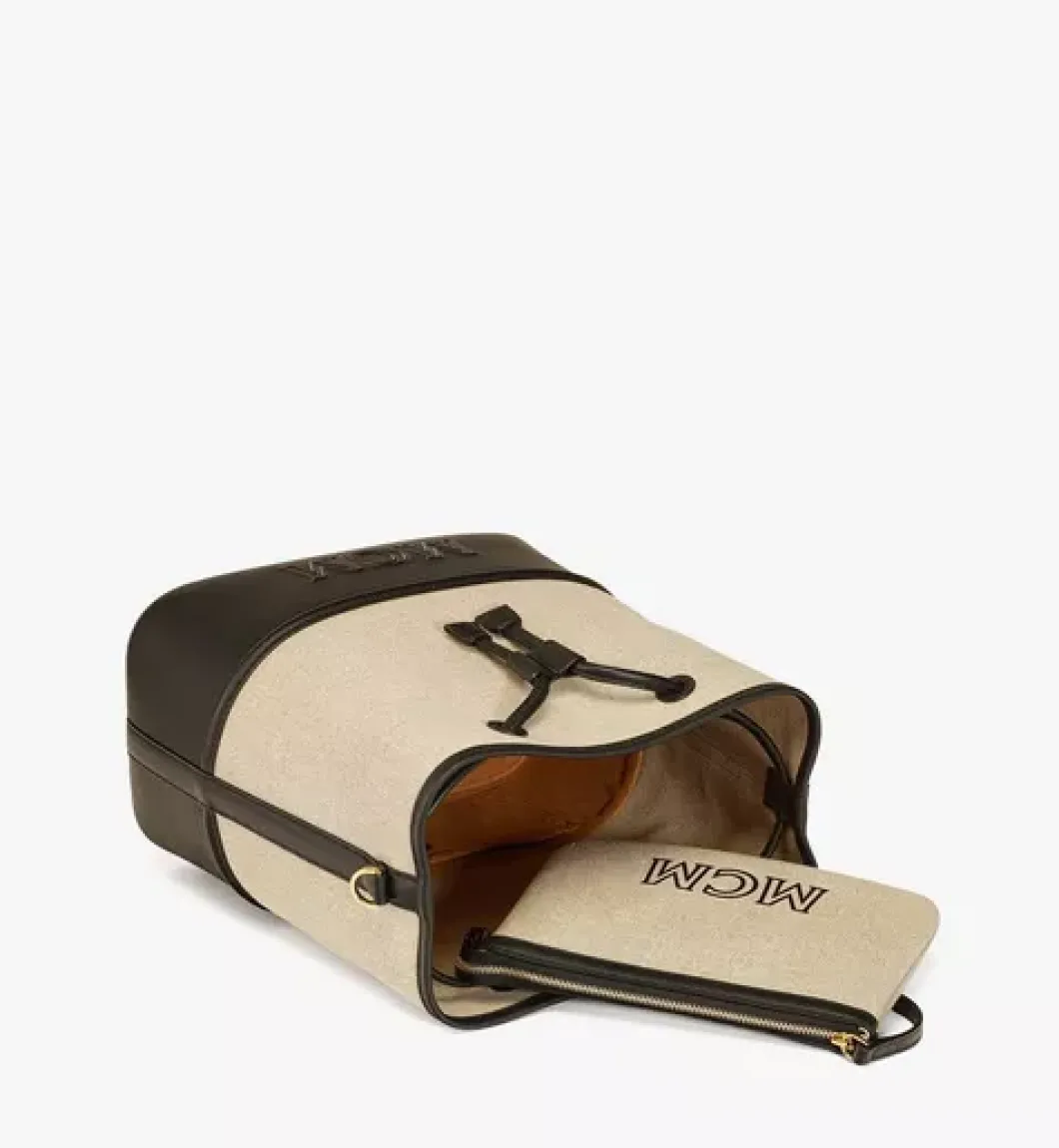 Aren Drawstring Bag In Linen Leather Mix