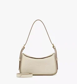 Aren Flap Hobo Bag In Embossed Monogram Leather