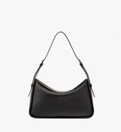 Aren Flap Hobo Bag In Embossed Monogram Leather
