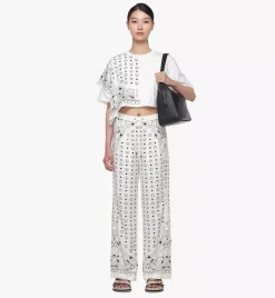 Aren Flap Hobo Bag In Embossed Monogram Leather