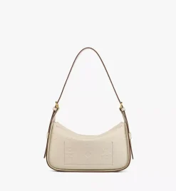 Aren Flap Hobo Bag In Embossed Monogram Leather
