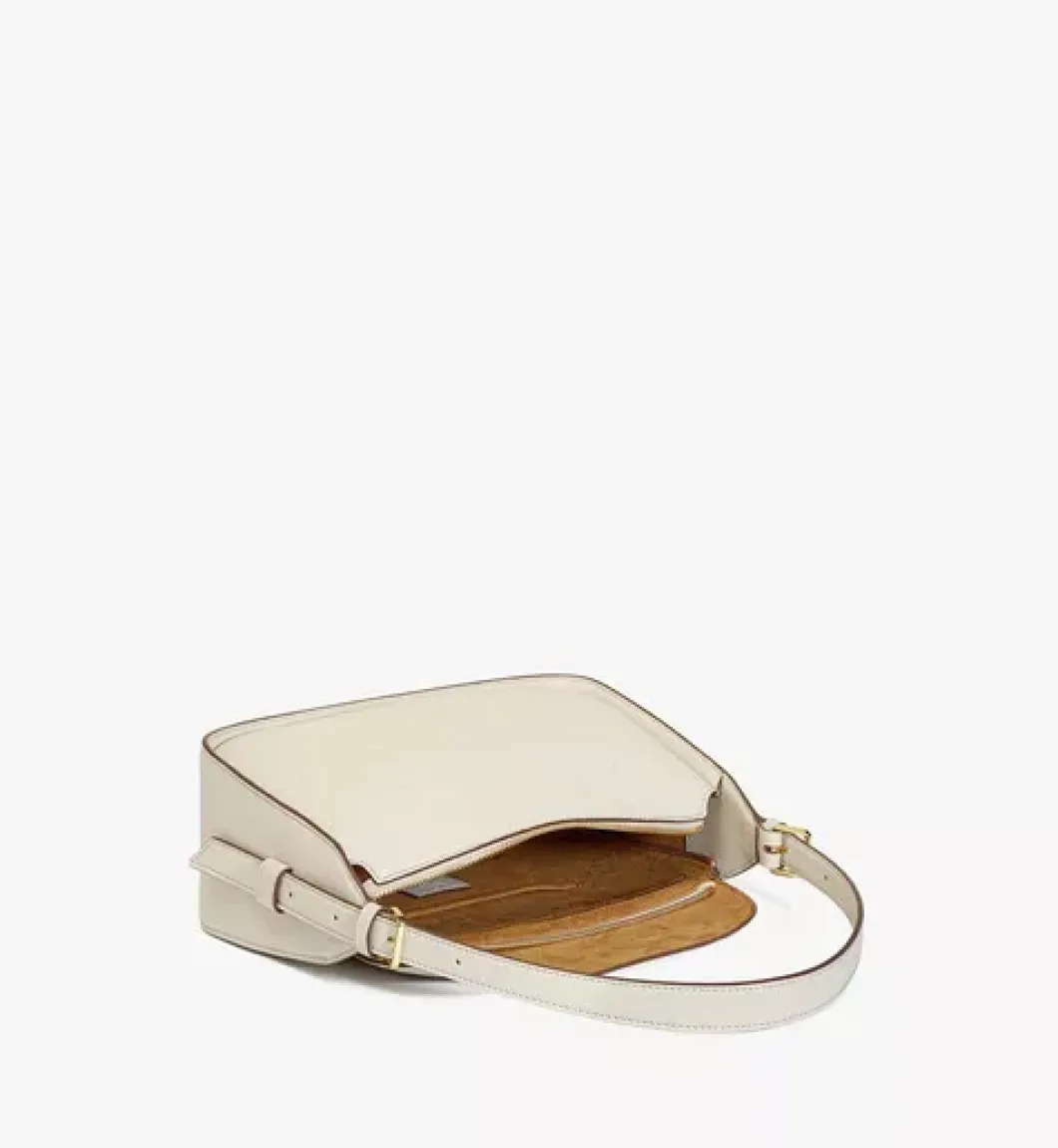 Aren Flap Hobo Bag In Embossed Monogram Leather