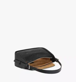 Aren Flap Hobo Bag In Embossed Monogram Leather