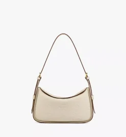 Aren Flap Hobo Bag In Embossed Monogram Leather