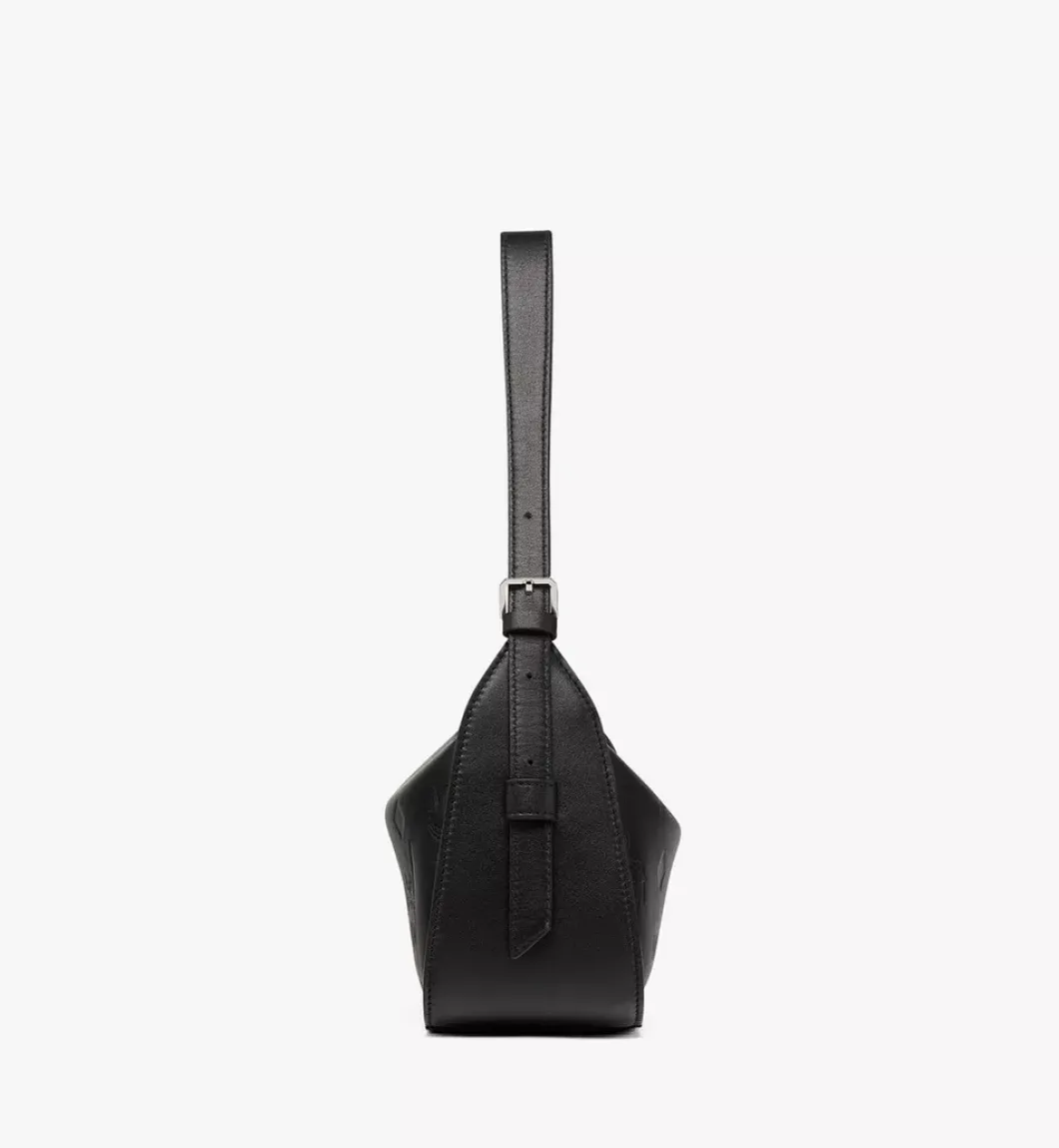 Aren Flap Hobo Bag In Embossed Monogram Leather