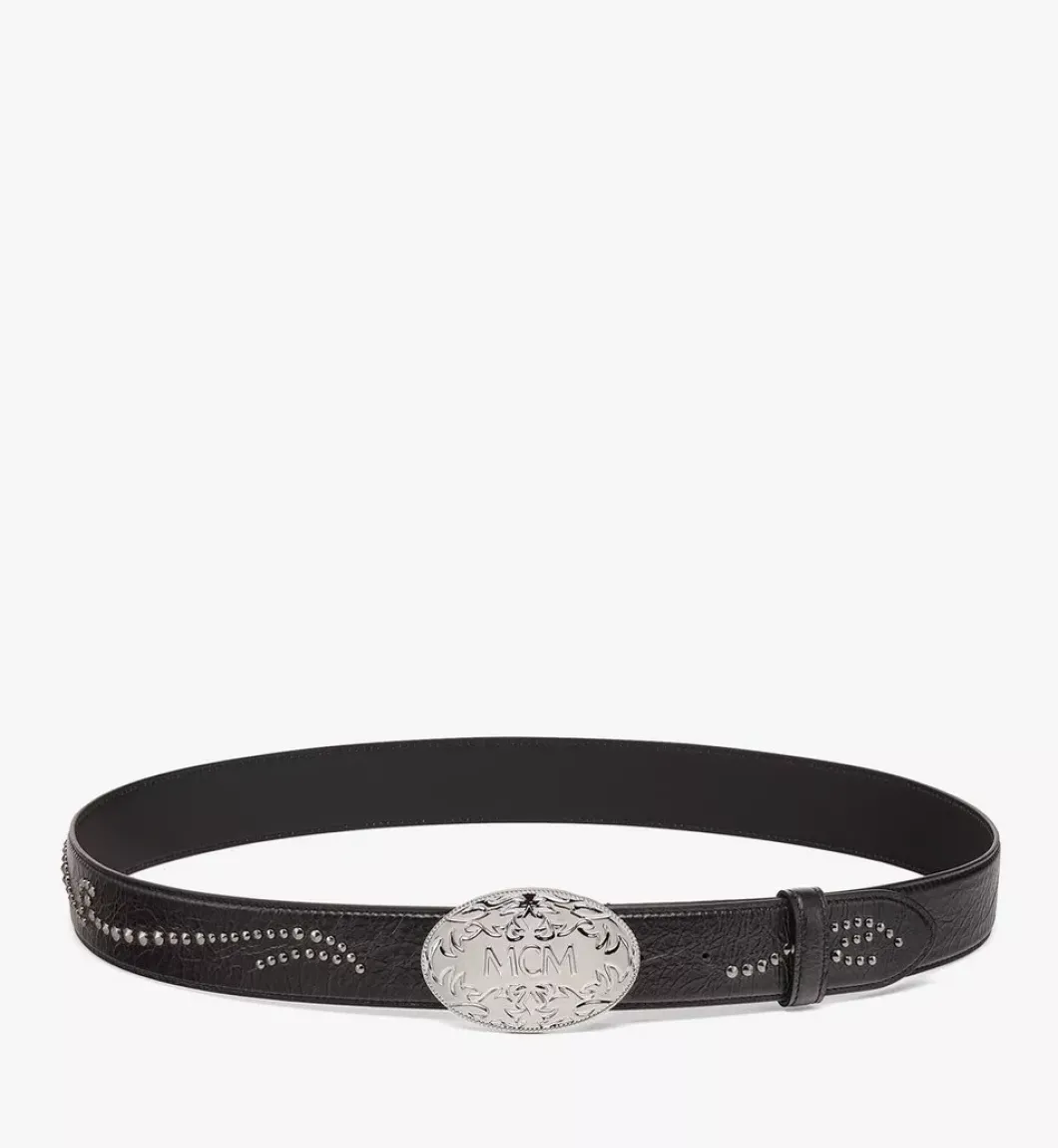 Aren Studded Belt 1.5" In Crushed Leather