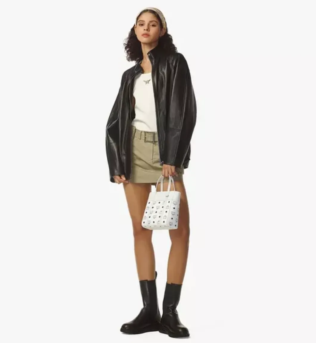 Aren Top-Zip Shopper In Visetos Leather Mix