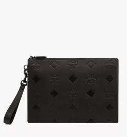 Aren Wristlet Zip Pouch In Maxi Monogram Leather