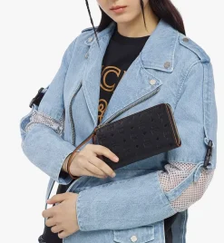 Aren Zip Around Wallet In Embossed Monogram Leather