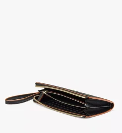 Aren Zip Around Wallet In Embossed Monogram Leather