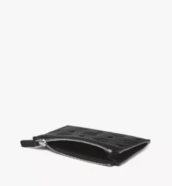 Aren Zip Card Case In Embossed Monogram Leather