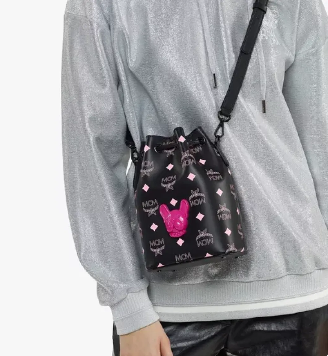 M Pup Drawstring In Color Splash Logo Leather