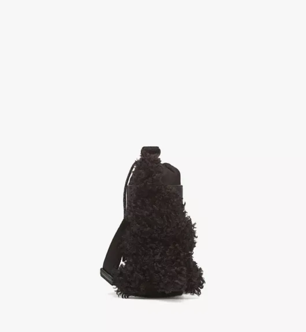 Mcm Park Rabbit Bottle Holder In Faux Fur Visetos