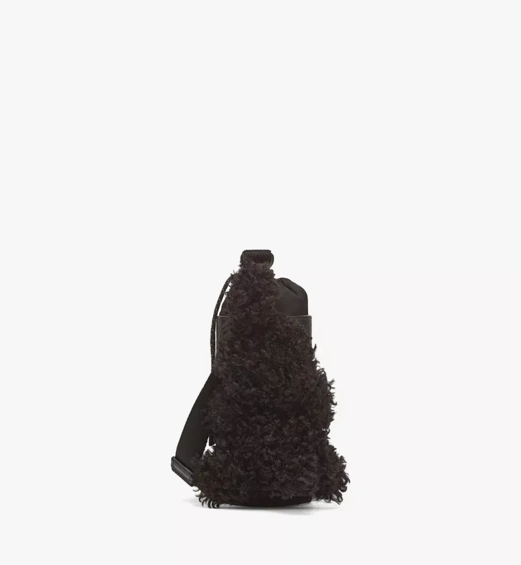 Mcm Park Rabbit Bottle Holder In Faux Fur Visetos