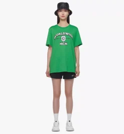 Mcm Worldwide Print T-Shirt In Organic Cotton