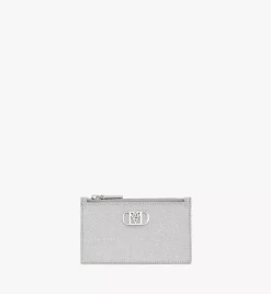 Mode Travia Zip Card Case In Glitter Leather