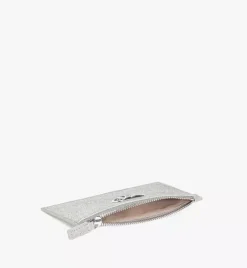 Mode Travia Zip Card Case In Glitter Leather