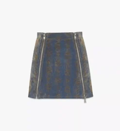 Monogram Jacquard Skirt In Velvet Denim