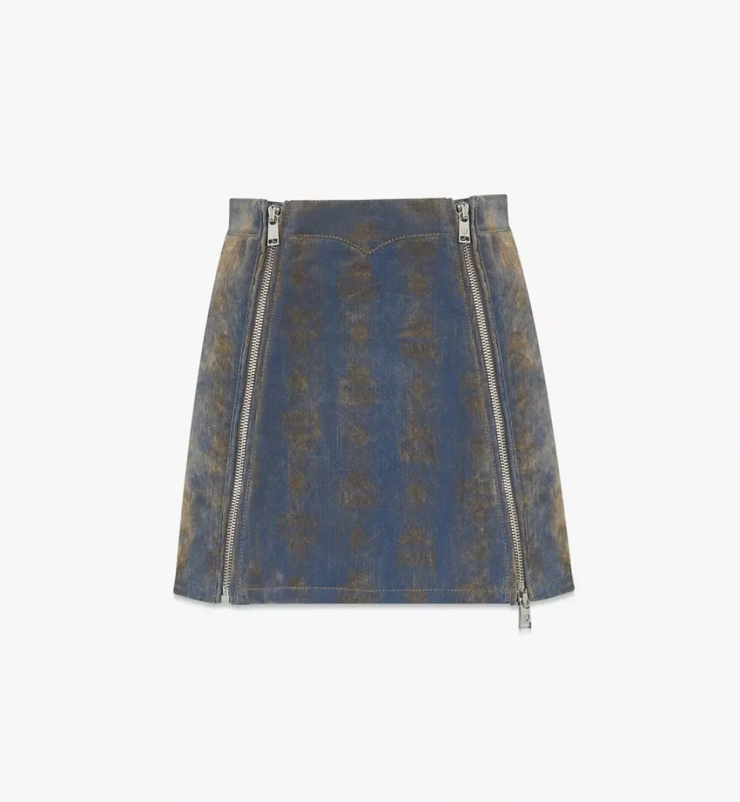 Monogram Jacquard Skirt In Velvet Denim