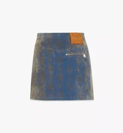 Monogram Jacquard Skirt In Velvet Denim