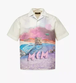 Retro Futurism Print Bowling Shirt