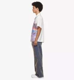 Retro Futurism Print Bowling Shirt
