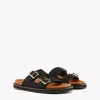 Sandals In Linen Leather Mix