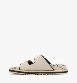 Sandals In Linen Leather Mix
