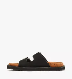 Sandals In Linen Leather Mix