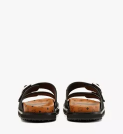 Sandals In Linen Leather Mix