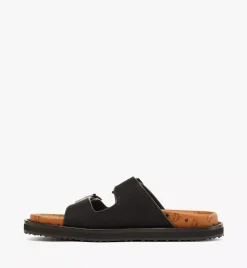 Sandals In Linen Leather Mix