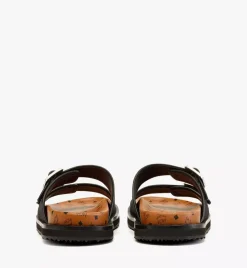 Sandals In Linen Leather Mix