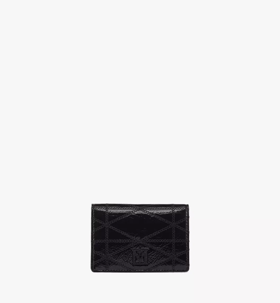 Travia Quilted Card Wallet In Crushed Leather