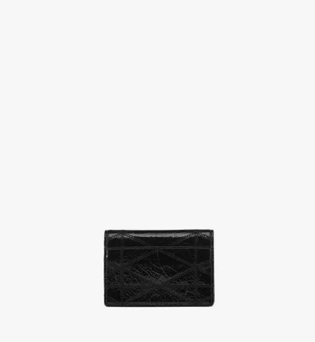 Travia Quilted Card Wallet In Crushed Leather