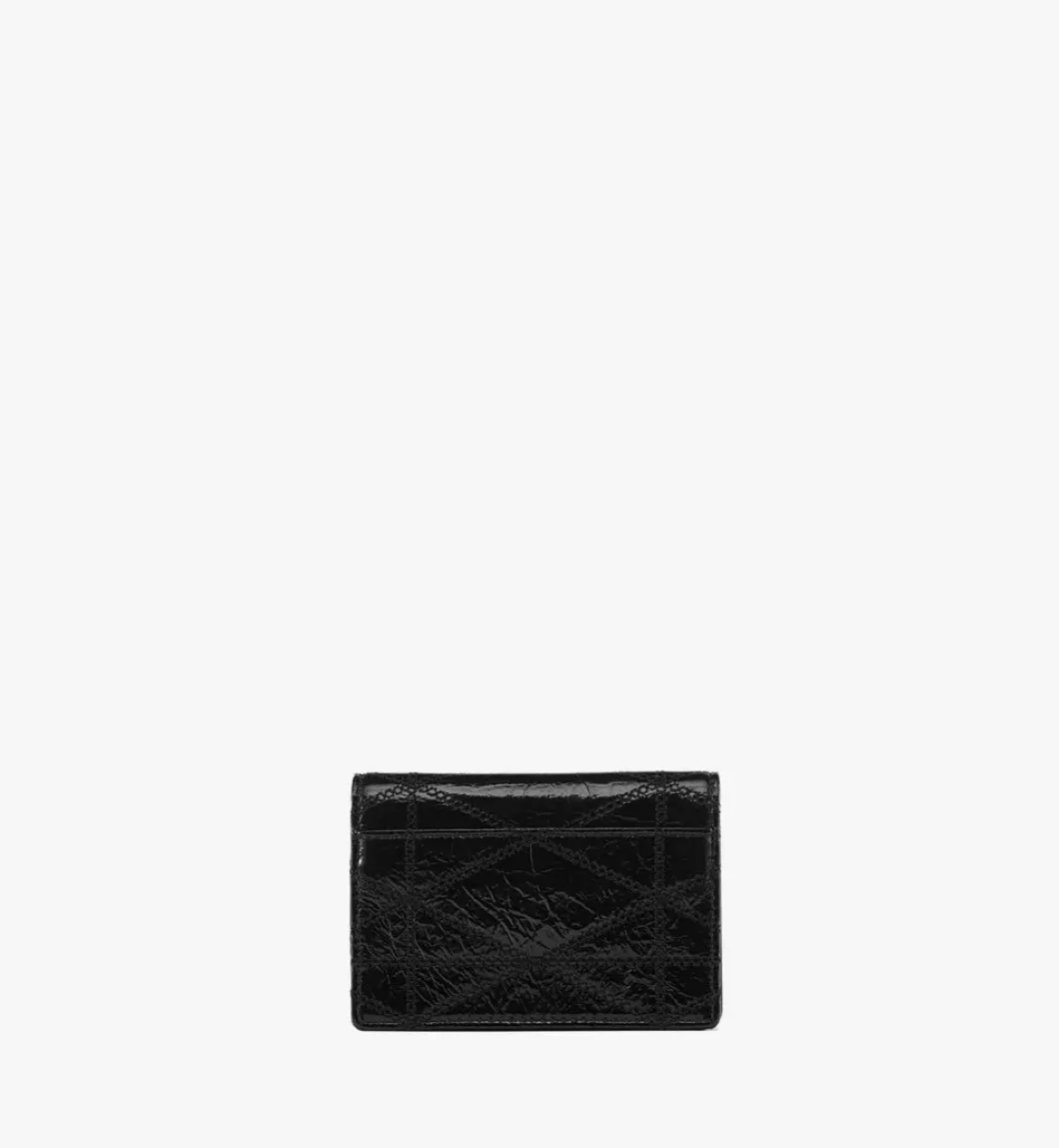 Travia Quilted Card Wallet In Crushed Leather