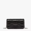 Travia Quilted Chain Wallet In Crushed Leather