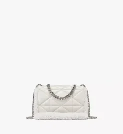 Travia Shearling Shoulder Bag In Cloud Quilted Leather