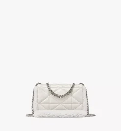 Travia Shearling Shoulder Bag In Cloud Quilted Leather
