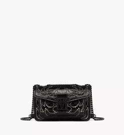 Travia Studded Shoulder Bag In Crushed Leather