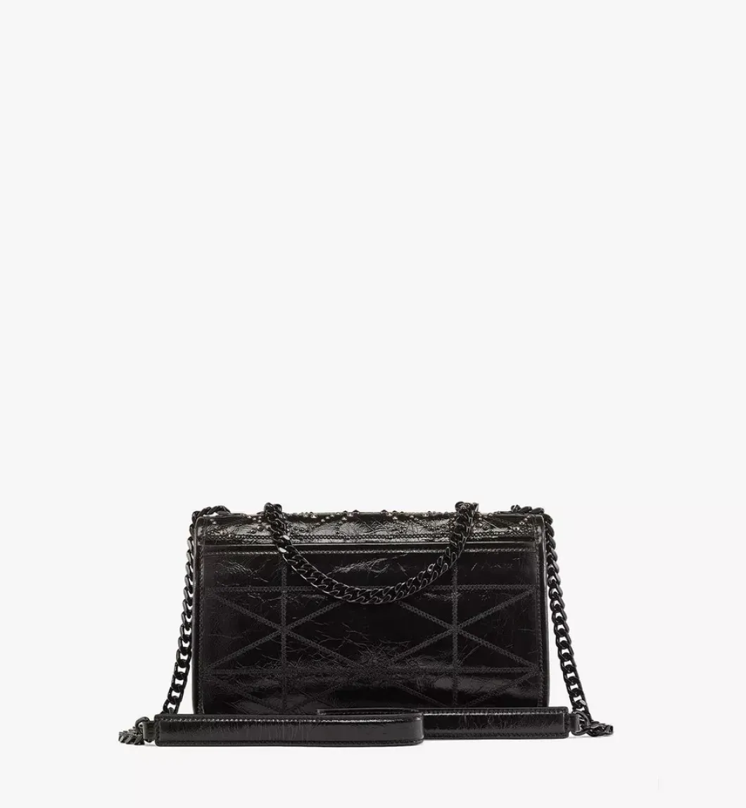 Travia Studded Shoulder Bag In Crushed Leather