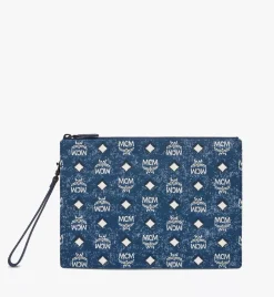Wristlet Zip Pouch In Vintage Jacquard