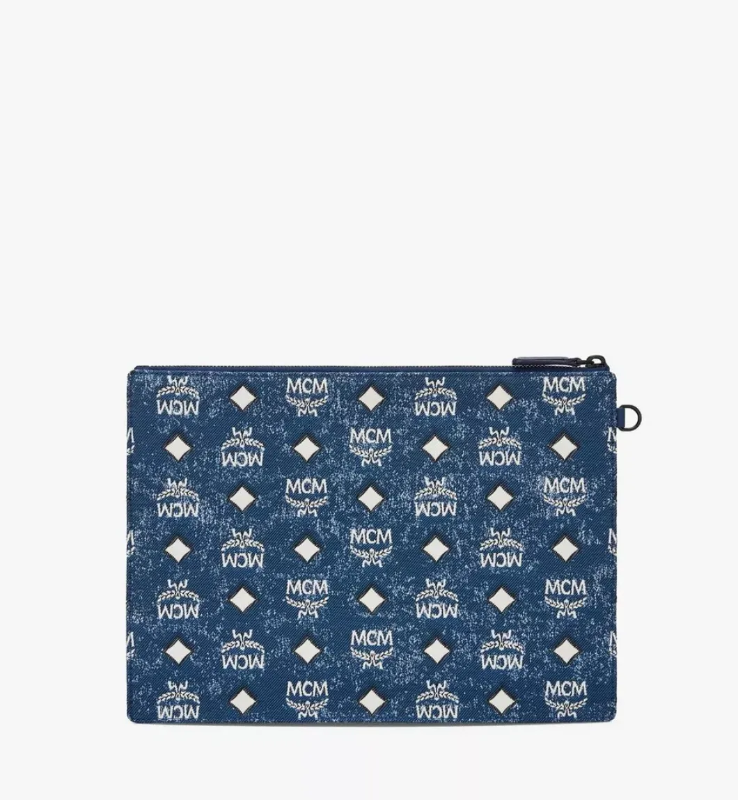 Wristlet Zip Pouch In Vintage Jacquard